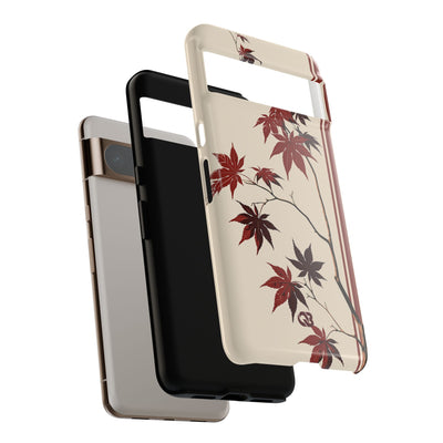 Red Tough Phone Case for Google Pixel - Crimson Momiji Stripe