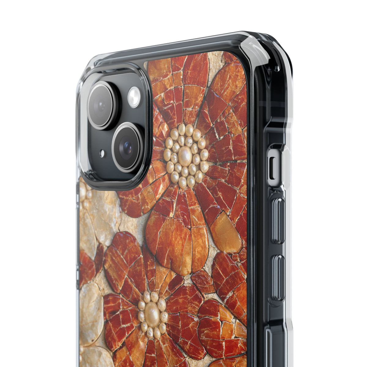 Carnelian Pearl Bloom · Clear Impact Magnetic Phone Case for iPhone · Orange