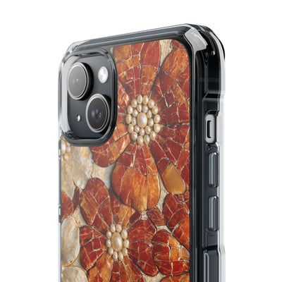 Carnelian Pearl Bloom · Clear Impact Magnetic Phone Case for iPhone · Orange
