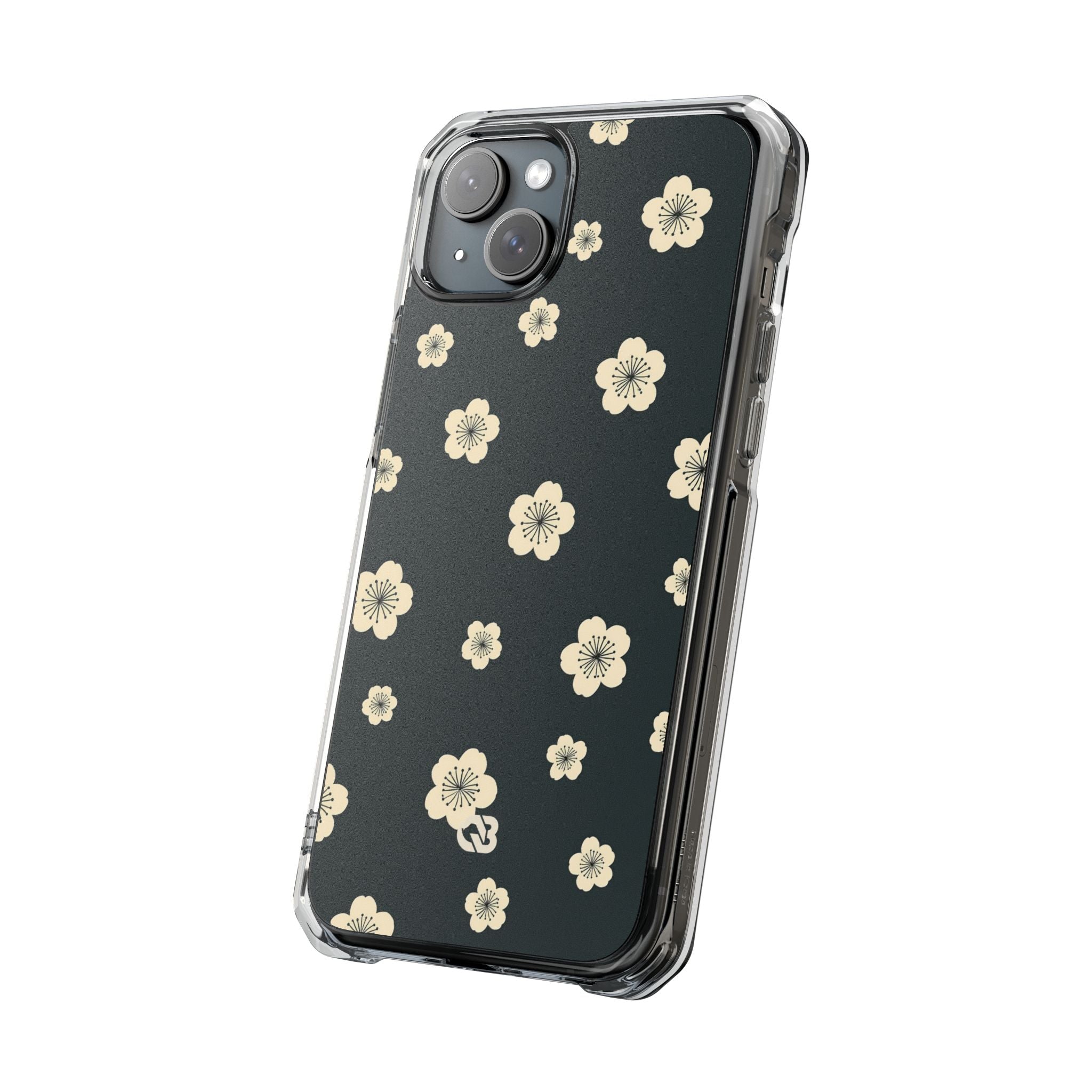 Teal Impact MagSafe Phone Case for iPhone - Obsidian Cream Petals