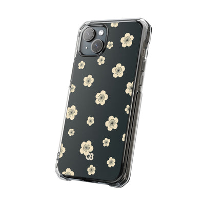 Teal Impact MagSafe Phone Case for iPhone - Obsidian Cream Petals