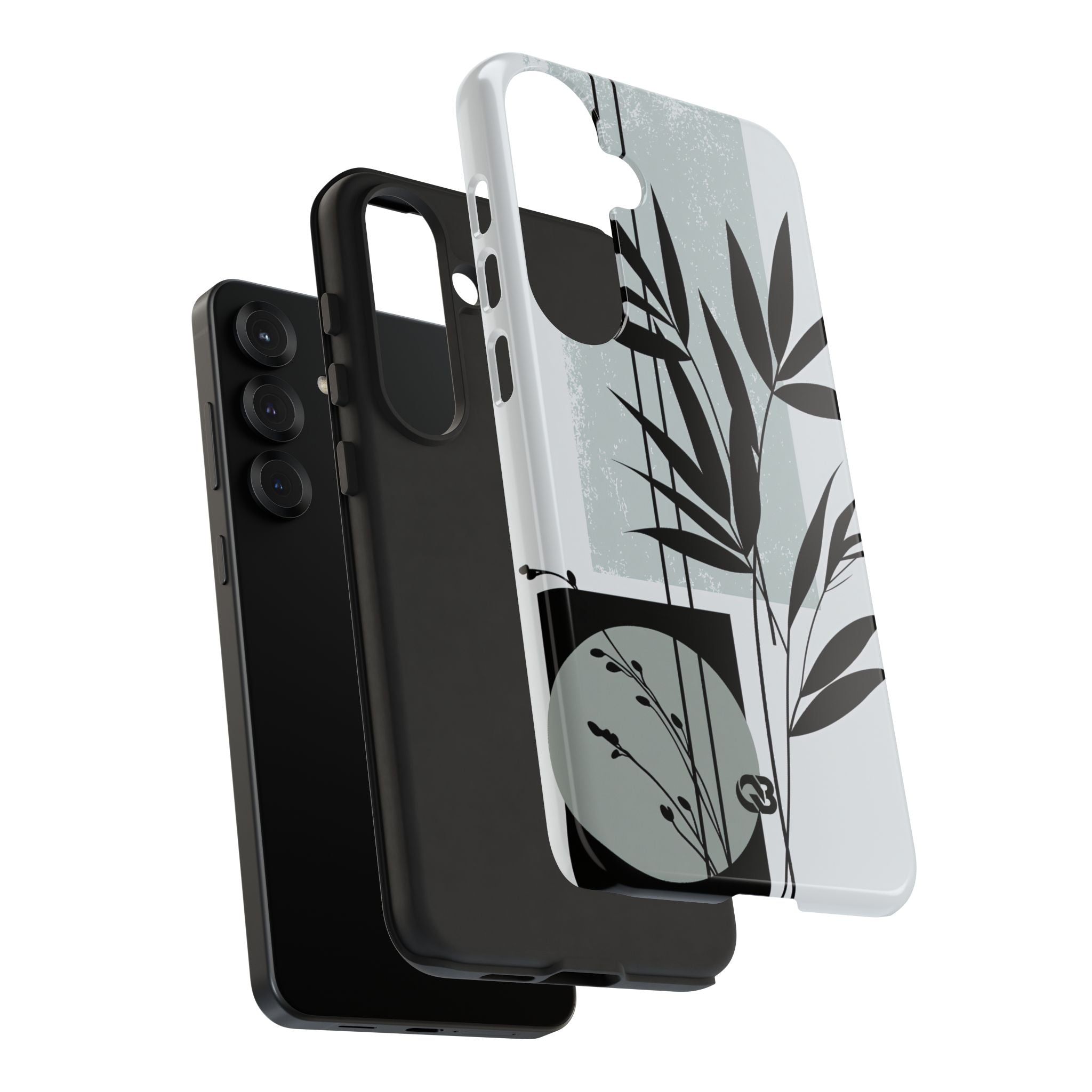 Grey Tough Phone Case for Samsung - Sage Bamboo Noir
