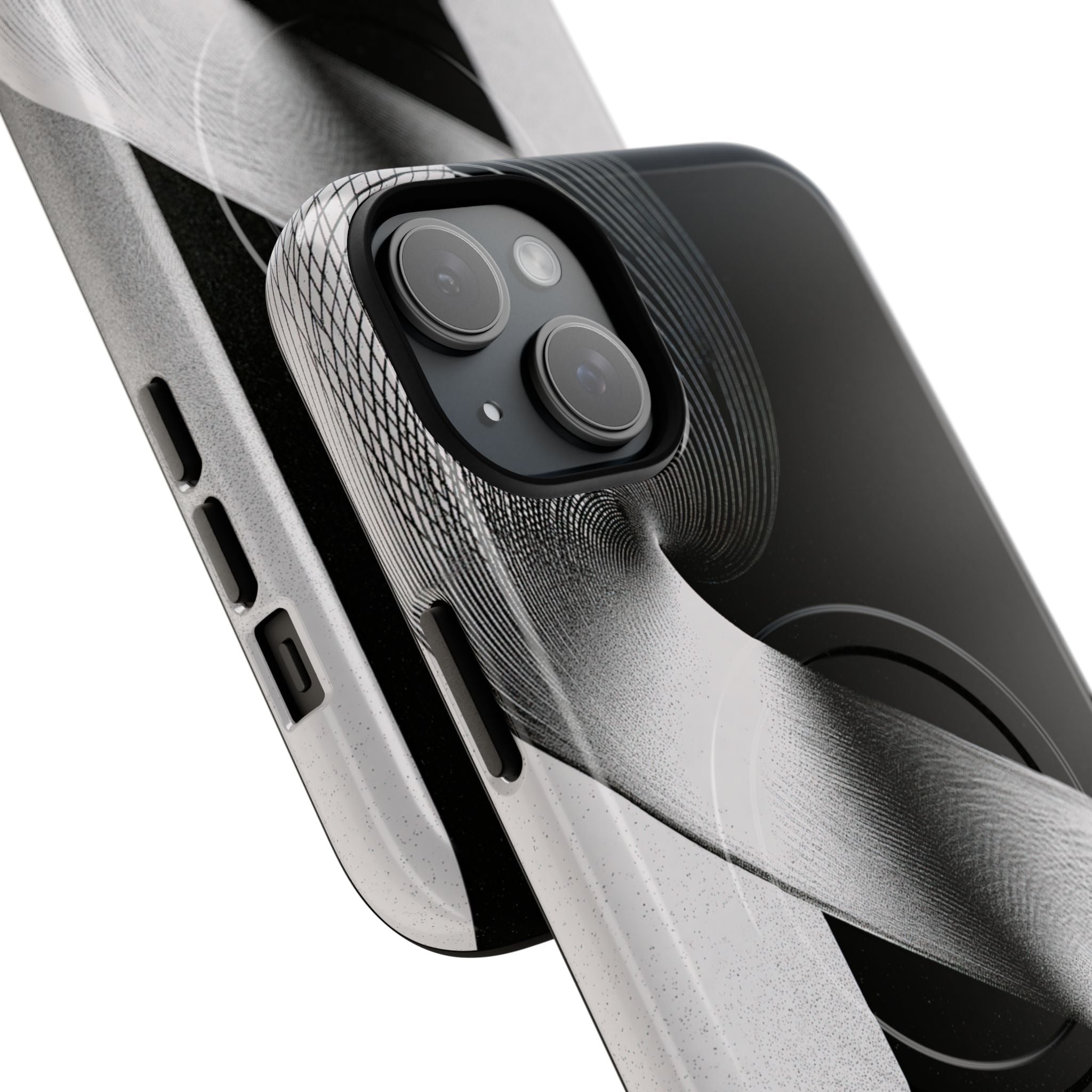 Grey Tough 2.0 Magsafe Phone Case for iPhone - Obsidian Moiré Wave