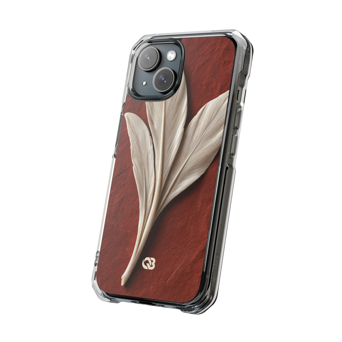 Carved Ivory Plume · Clear Impact Magnetic Phone Case for iPhone · Red