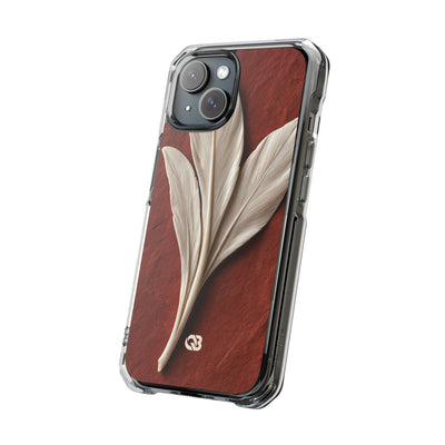 Carved Ivory Plume · Clear Impact Magnetic Phone Case for iPhone · Red
