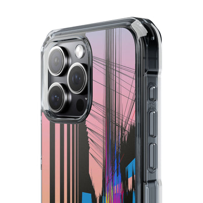 Blue Impact MagSafe Phone Case for iPhone - Fractured Data Skyline