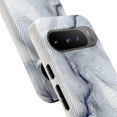 White Tough Phone Case for Google Pixel - Nordic Ridge Topo