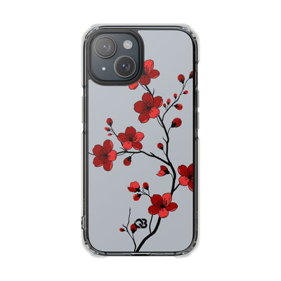 Grey Impact MagSafe Phone Case for iPhone - Crimson Blossom Onyx