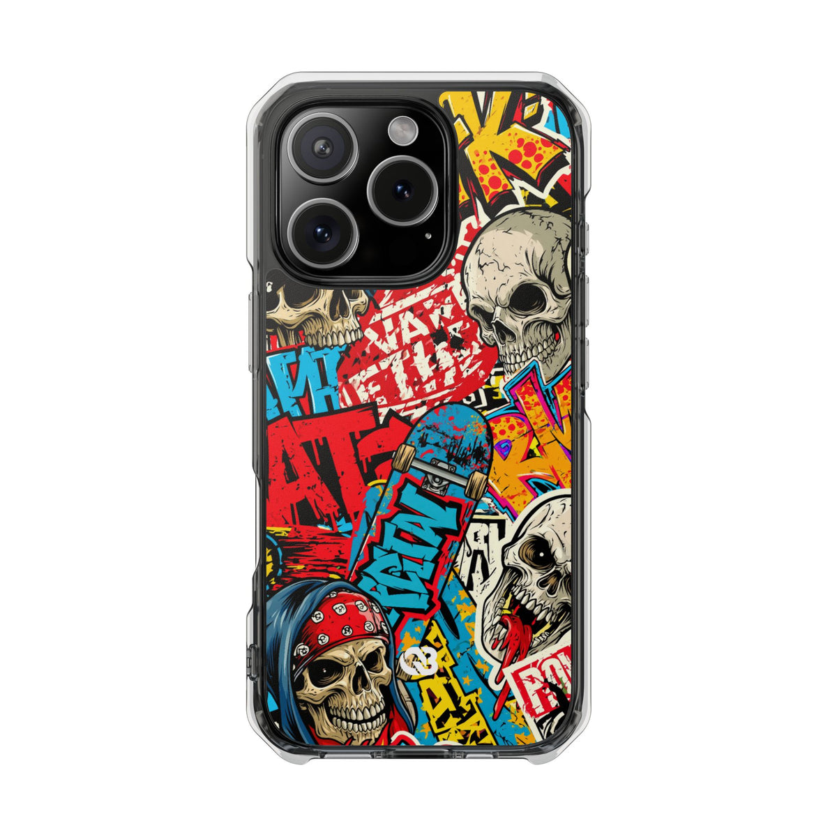Skate Skull Riot · Clear Impact Magnetic Phone Case for iPhone · Red