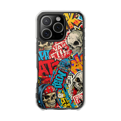 Skate Skull Riot · Clear Impact Magnetic Phone Case for iPhone · Red
