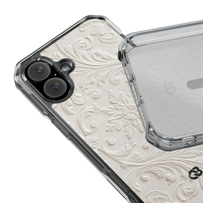Ivory Baroque Relief · Clear Impact Magnetic Phone Case for iPhone ·  White