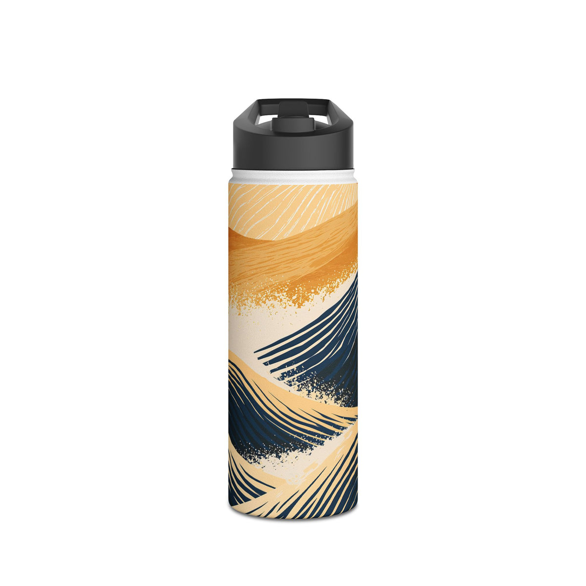 Golden Horizon Waves · Insulated Water Bottle · Blue