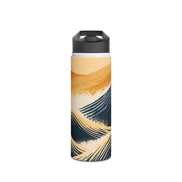 Golden Horizon Waves · Insulated Water Bottle · Blue