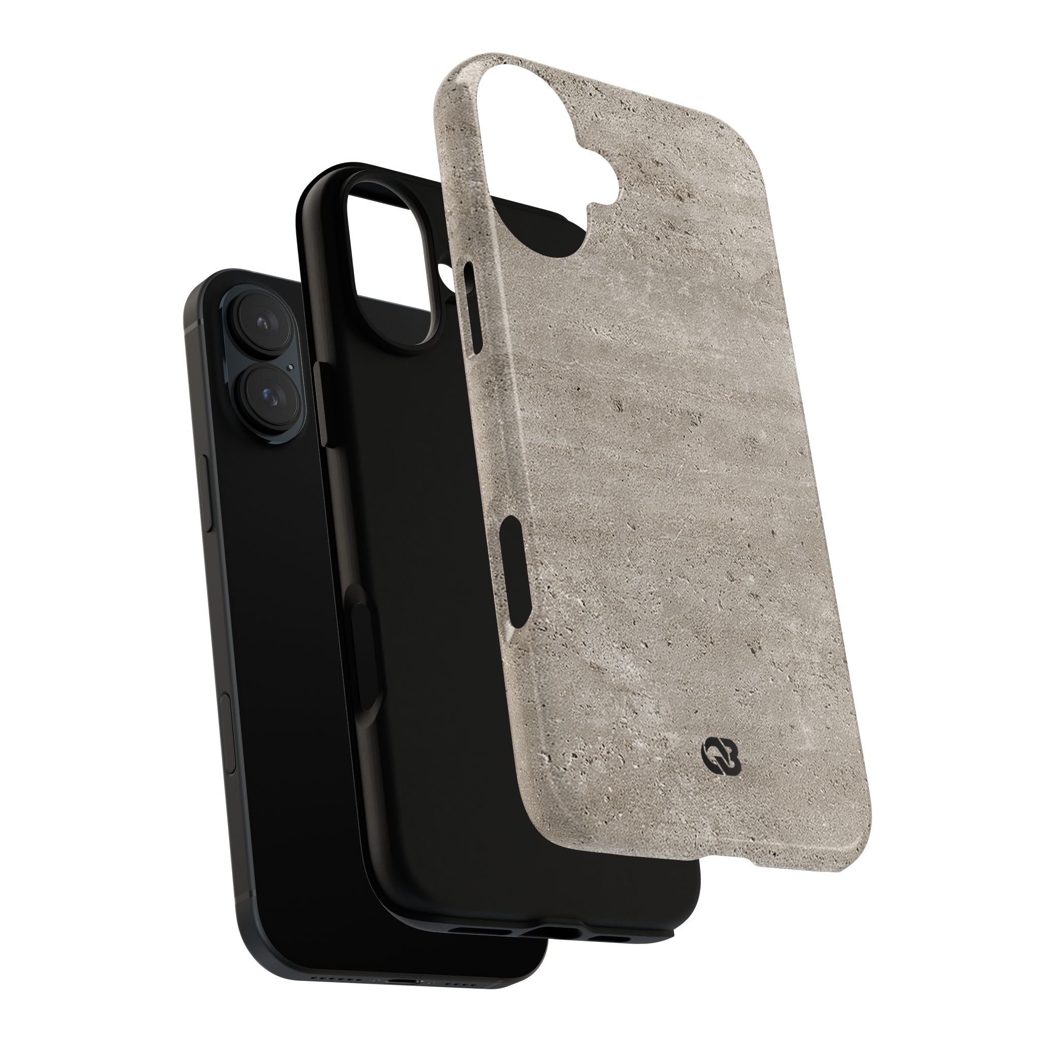 Grey Tough Phone Case for iPhone - Brutalist Stone Grit