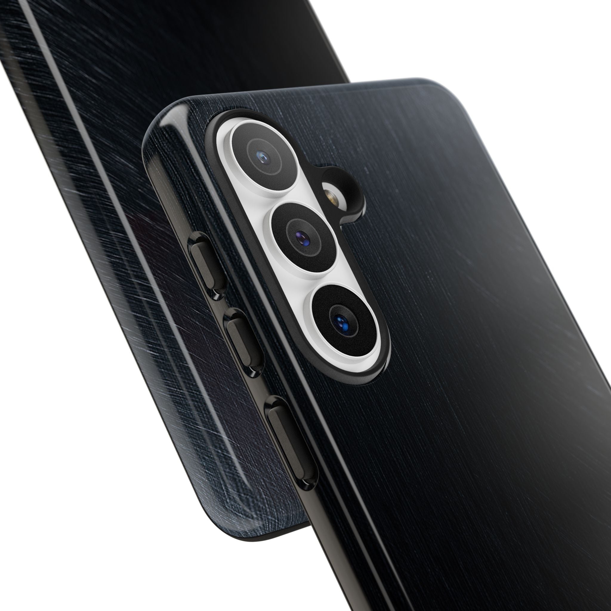 Black Tough Phone Case for Samsung - Midnight Brushed Grain