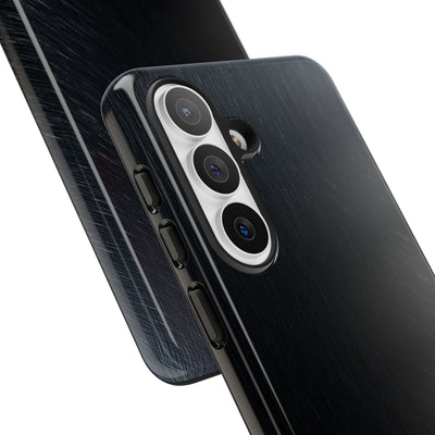 Black Tough Phone Case for Samsung - Midnight Brushed Grain