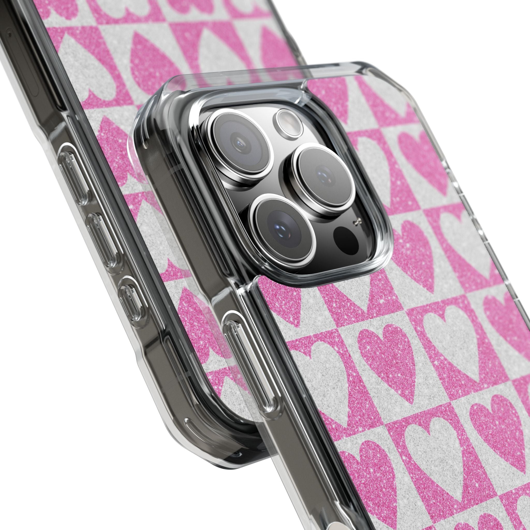 Glitter Heart Grid iPhone 16 Pro Case - Impact