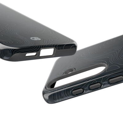 Black Tough Phone Case for Samsung - Obsidian Ridge Topo