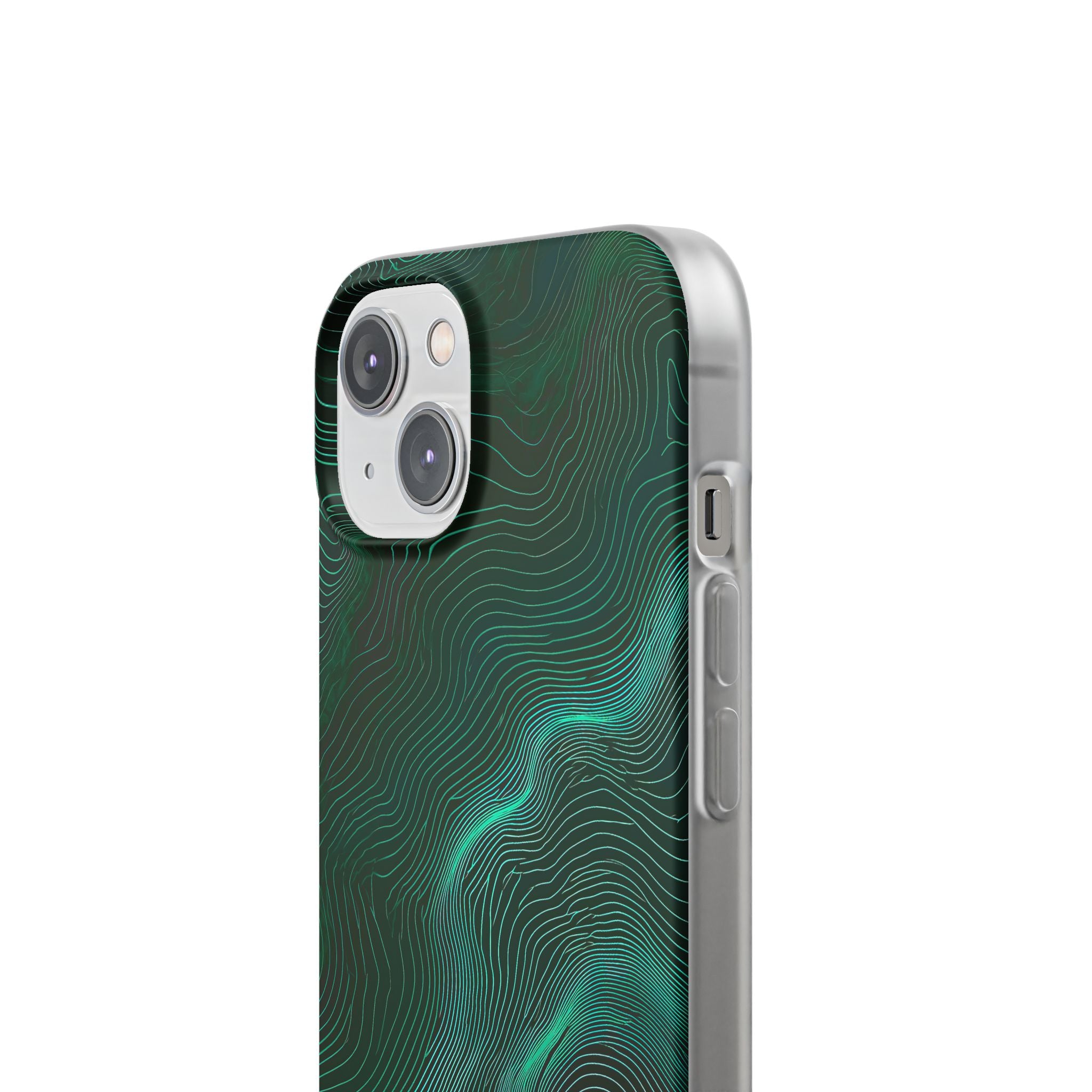 Teal Lite Phone Case for iPhone - Neon Jade Contour