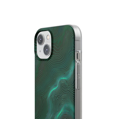 Teal Lite Phone Case for iPhone - Neon Jade Contour