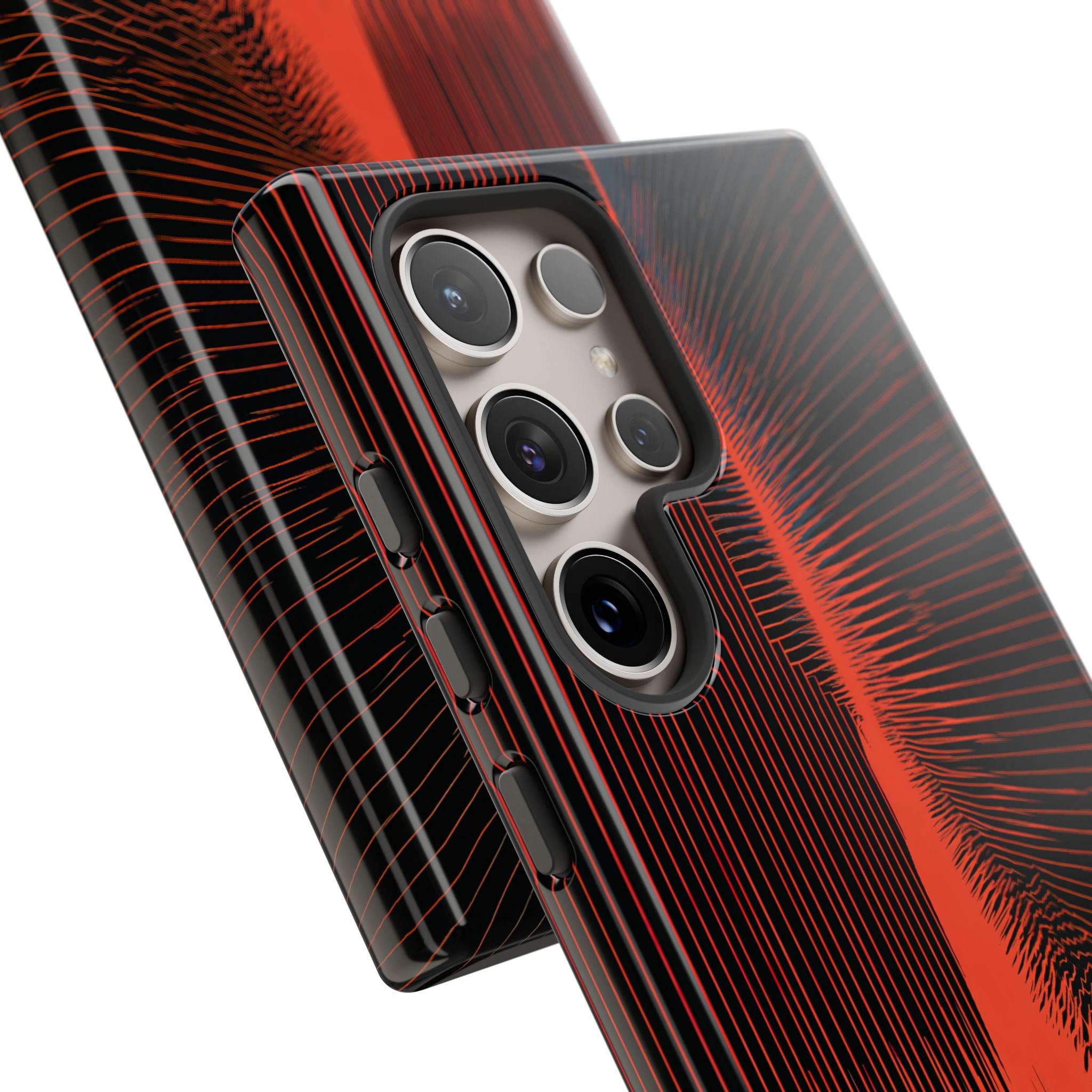 Red Tough Phone Case for Samsung - Crimson Frequency Pulse