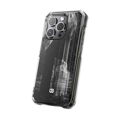 Black Impact MagSafe Phone Case for iPhone - Ghost Urban Wireframe