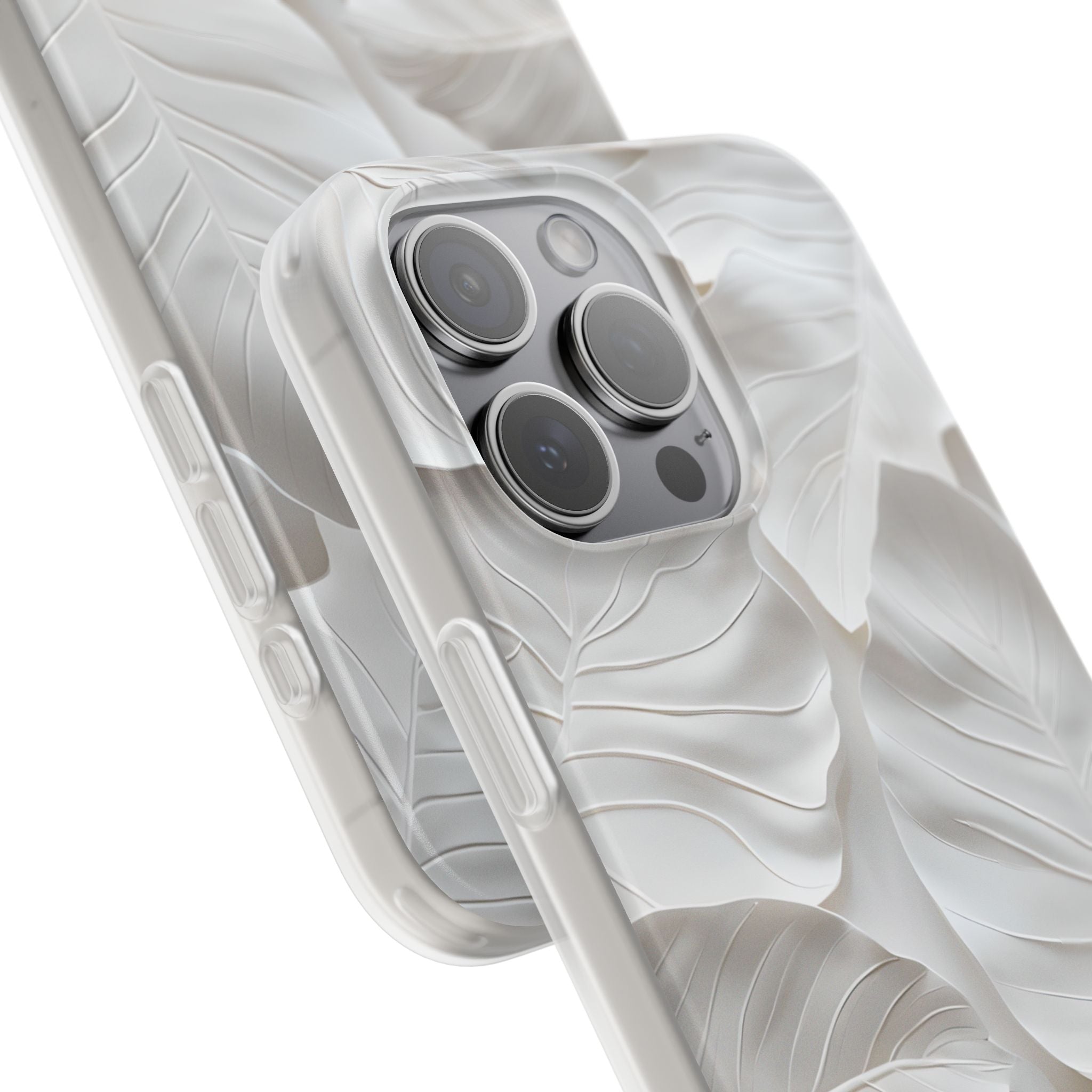 Sculpted Ivory Leaves · Soft Phone Case for iPhone