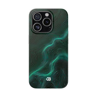 Teal Lite Phone Case for iPhone - Neon Jade Contour