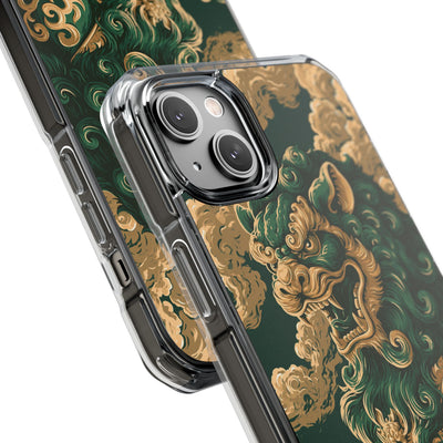 Imperial Guardian Lion · Clear Impact Magnetic Phone Case for iPhone · Green