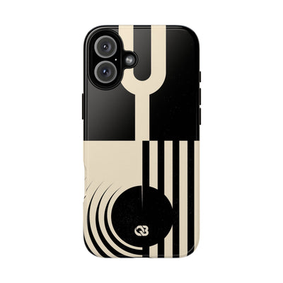Black Tough Phone Case for iPhone - Ivory Signal Grid