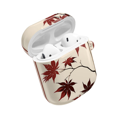 Crimson Maple Branch · Hard Case for AirPods & AirPods Pro · Beige