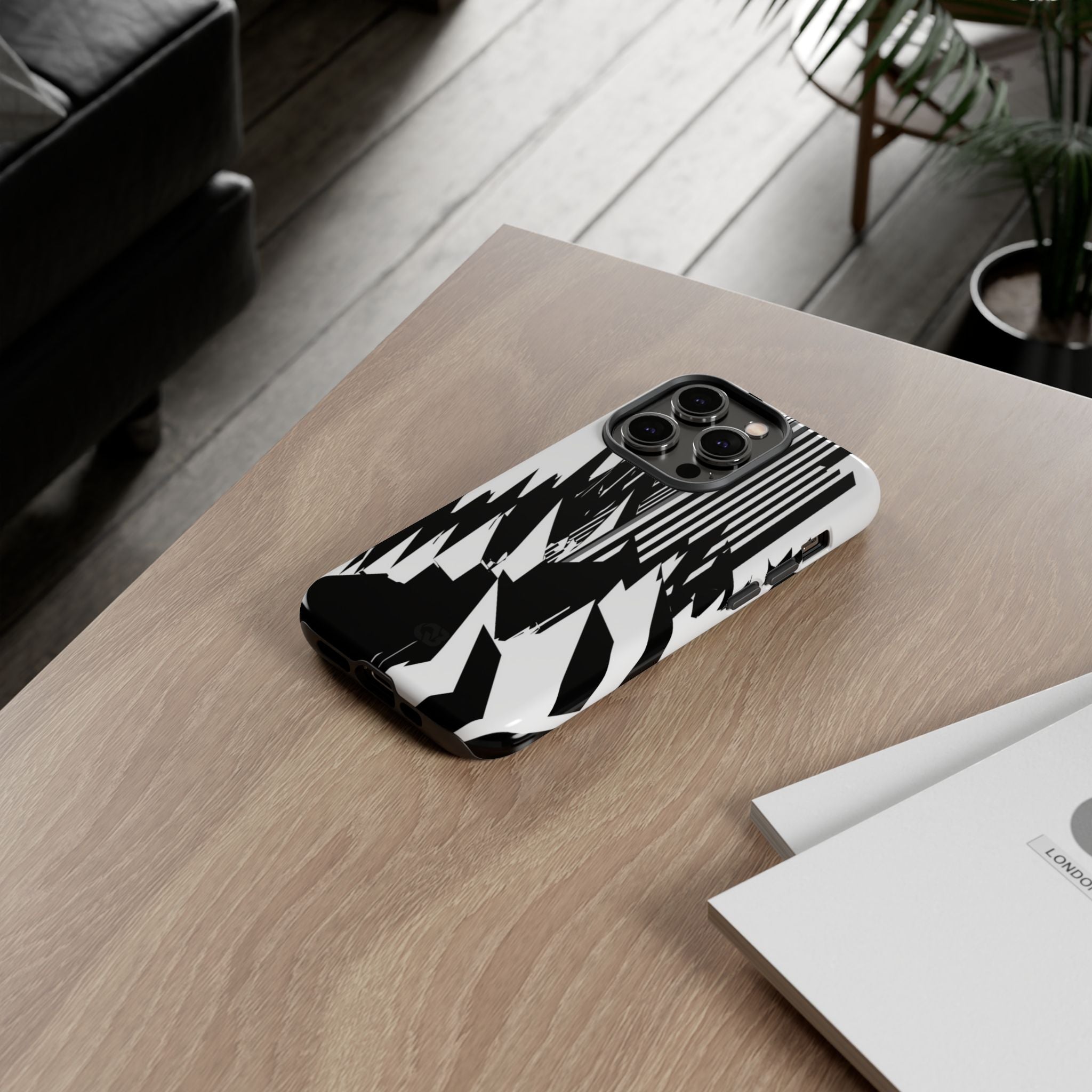 White Tough Phone Case for iPhone - Shattered Vector Spire
