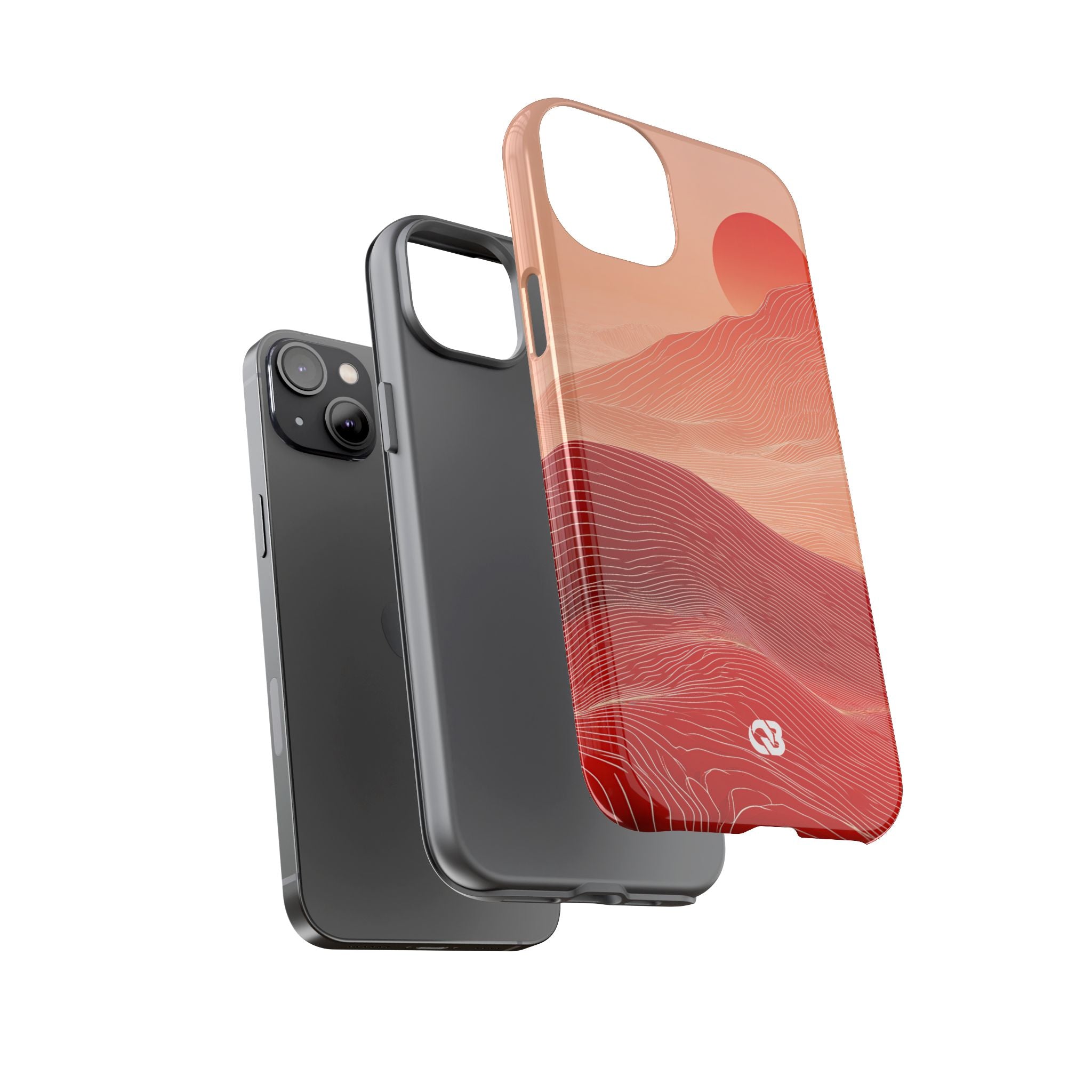Red Tough Phone Case for iPhone - Crimson Ridge Lines