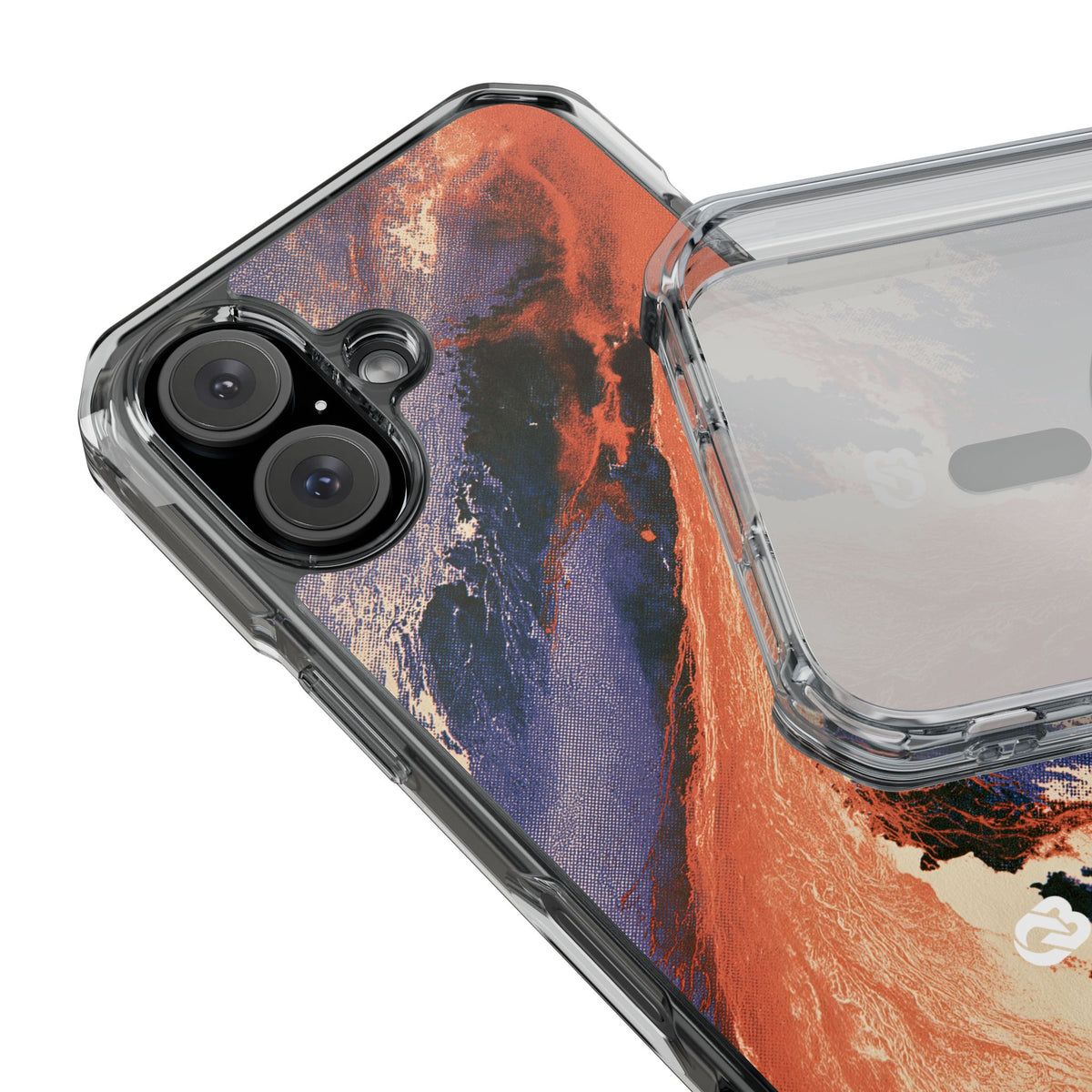 Solar Aura Drift · Clear Impact Magnetic Phone Case for iPhone · Orange