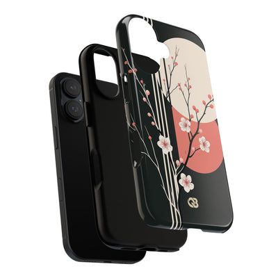 Black Tough Phone Case for iPhone - Kyoto Midnight Blossom