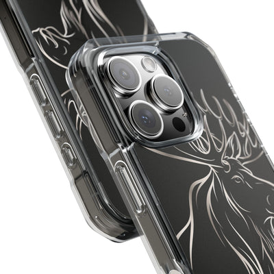 Nordic Moose Contour · Clear Impact Magnetic Phone Case for iPhone · Black