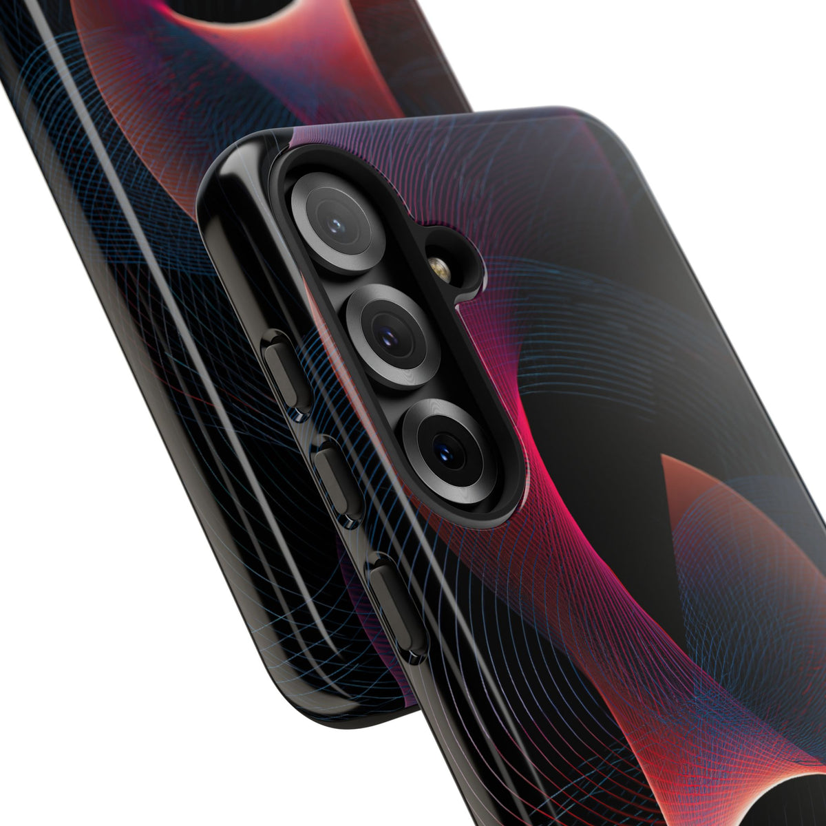 Black Tough Phone Case for Samsung - Cobalt Crimson Flux