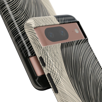 Beige Tough Phone Case for Google Pixel - Obsidian Cream Plume