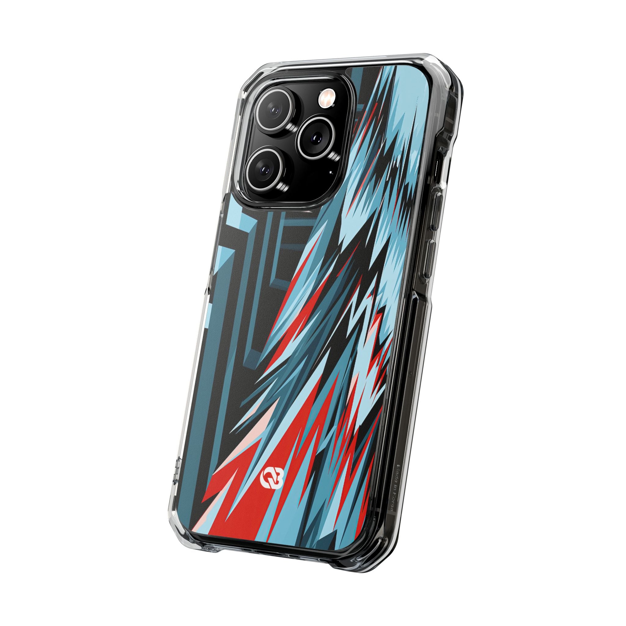 Blue Impact MagSafe Phone Case for iPhone - Glitch Peak Cyan