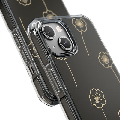 Black Impact MagSafe Phone Case for iPhone - Obsidian Sand Petals