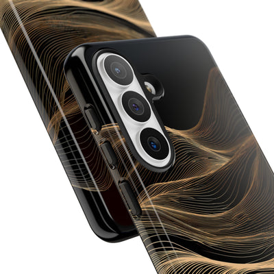 Black Tough Phone Case for Samsung - Copper Topo Ridge