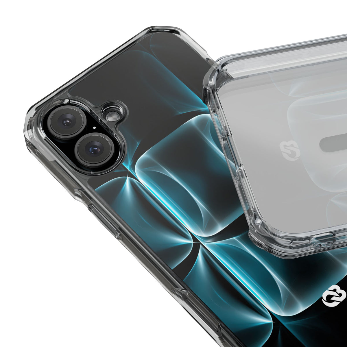 Translucent Cyber Grid · Clear Impact Magnetic Phone Case for iPhone ·  Teal