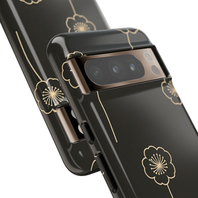 Black Tough Phone Case for Google Pixel - Obsidian Sand Petals