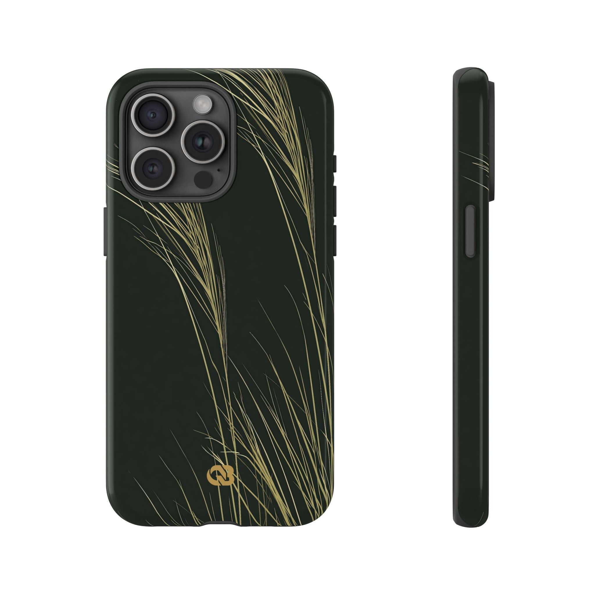 Green Tough Phone Case for iPhone - Midnight Gilded Grass