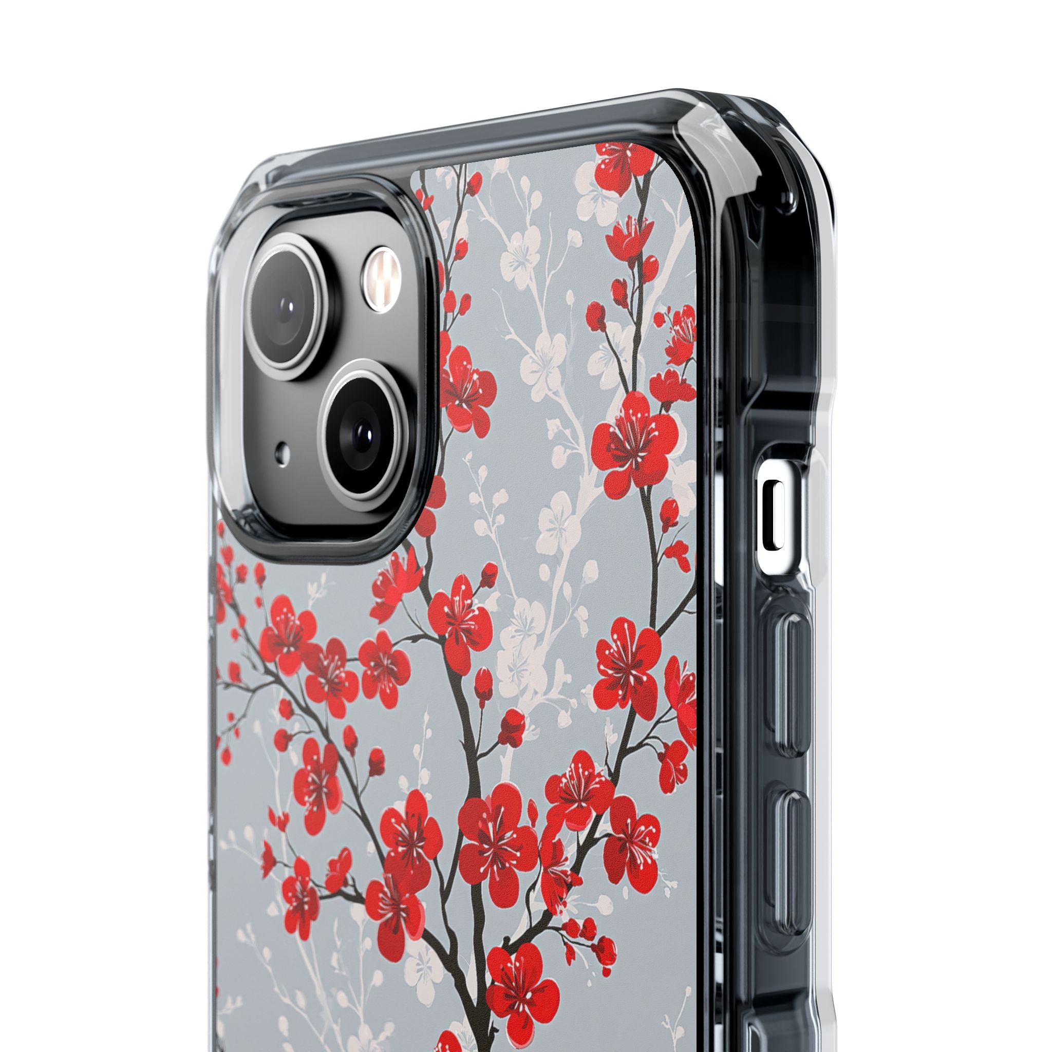 Grey Impact MagSafe Phone Case for iPhone - Crimson Sakura Slate