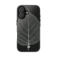 Black Tough Phone Case for iPhone - Bleached Leaf Lattice