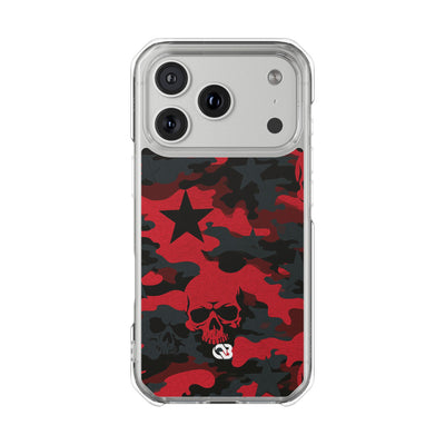 Crimson Skull Camo · Clear Impact Magnetic Phone Case for iPhone · Red