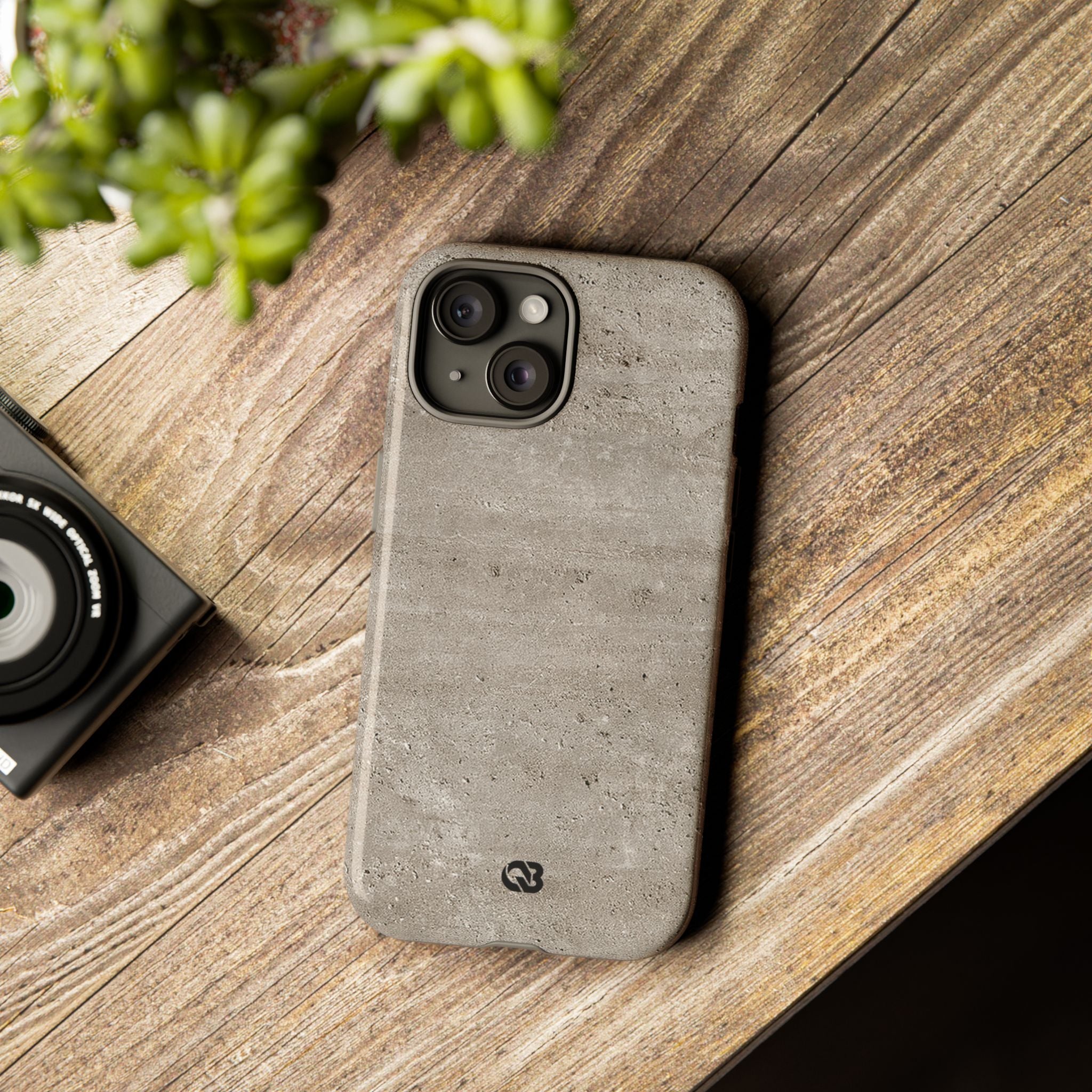 Grey Tough Phone Case for iPhone - Brutalist Stone Grit