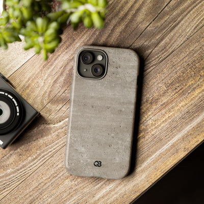 Grey Tough Phone Case for iPhone - Brutalist Stone Grit