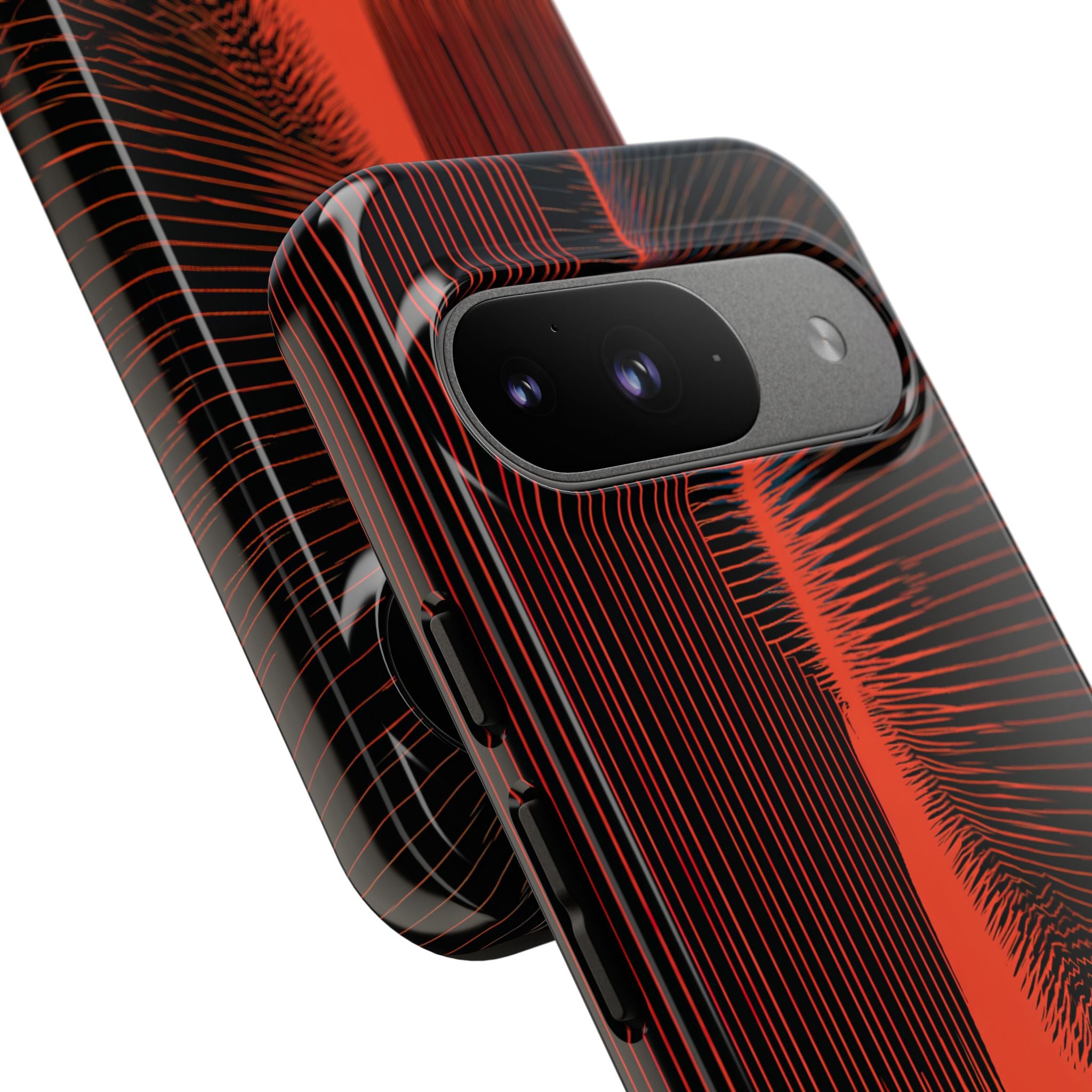 Red Tough Phone Case for Google Pixel - Crimson Frequency Pulse